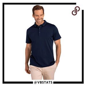 Mizzen + Main Men's Golf Short Sleeve Polo‎ Shirt Navy Blue Size Large